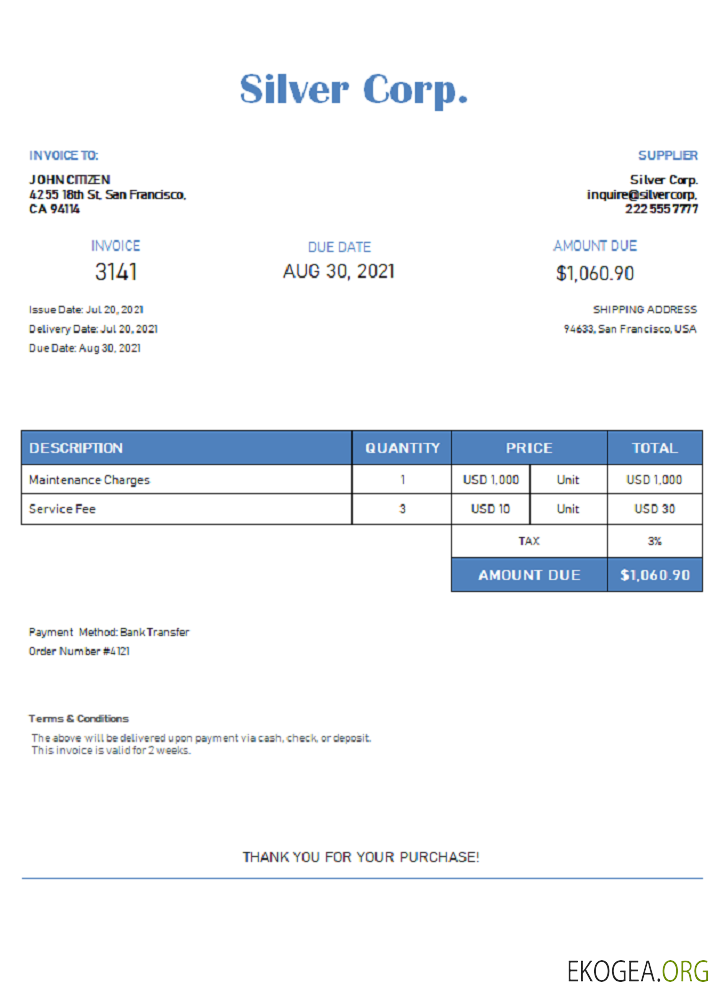 Facture USA Silver Corp.